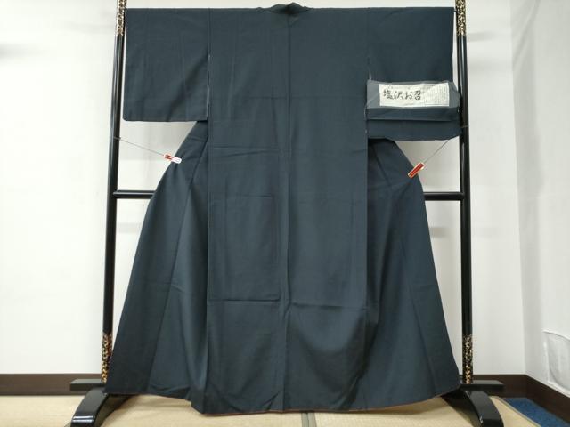 平和屋着物●塩沢お召　間道　証紙付き　正絹　逸品　CABC6581yc