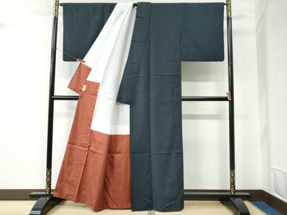 平和屋着物●塩沢お召　間道　証紙付き　正絹　逸品　CABC6581yc