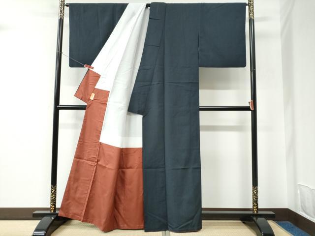 平和屋着物●塩沢お召　間道　証紙付き　正絹　逸品　CABC6581yc