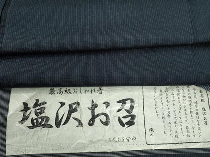 平和屋着物●塩沢お召　間道　証紙付き　正絹　逸品　CABC6581yc