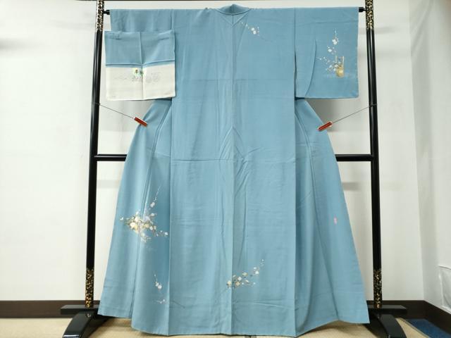 平和屋着物●訪問着 友禅 作家物 夢染里 草花文 反端付き 正絹 逸品 未使用 CABC6583yc
