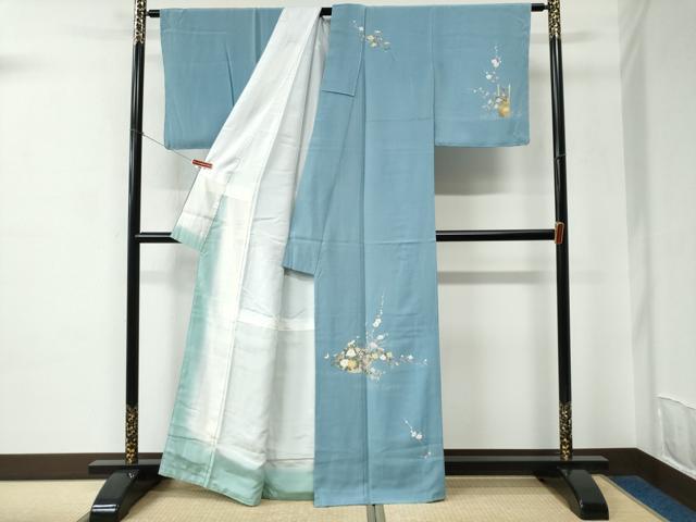 平和屋着物●訪問着 友禅 作家物 夢染里 草花文 反端付き 正絹 逸品 未使用 CABC6583yc