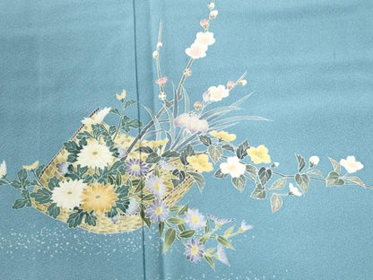 平和屋着物●訪問着 友禅 作家物 夢染里 草花文 反端付き 正絹 逸品 未使用 CABC6583yc