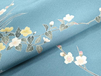 平和屋着物●訪問着 友禅 作家物 夢染里 草花文 反端付き 正絹 逸品 未使用 CABC6583yc