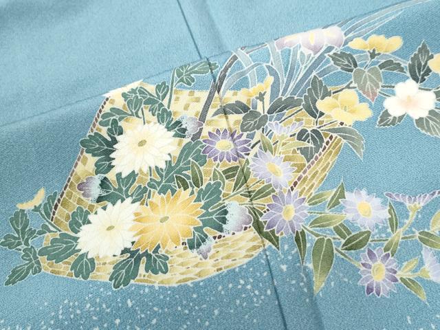 平和屋着物●訪問着 友禅 作家物 夢染里 草花文 反端付き 正絹 逸品 未使用 CABC6583yc