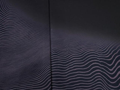 平和屋着物●染色作家　斉藤三才　訪問着　杢目文様　黒地　正絹　逸品　CABC6584yc