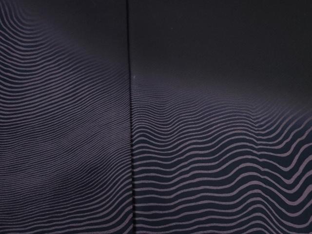 平和屋着物●染色作家　斉藤三才　訪問着　杢目文様　黒地　正絹　逸品　CABC6584yc