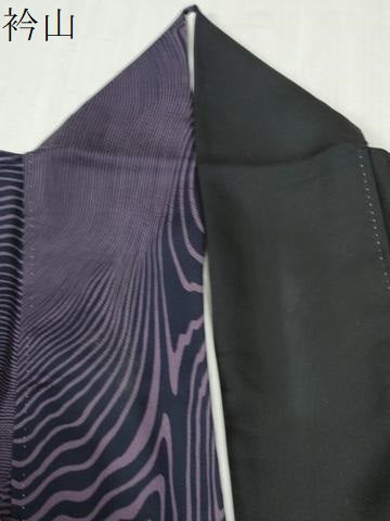 平和屋着物●染色作家　斉藤三才　訪問着　杢目文様　黒地　正絹　逸品　CABC6584yc