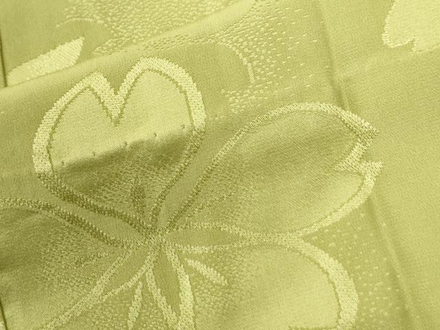 平和屋着物●振袖用長襦袢　無双仕立て　紅花の山形路　舞桜地紋　抹茶色　反端付き　正絹　逸品　CABC6585yc