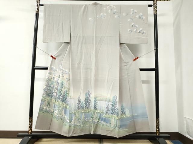 平和屋着物●十日町友禅作家　阿部佳雪　訪問着　遠山樹林文　暈し染め　正絹　逸品　CABC6586yc