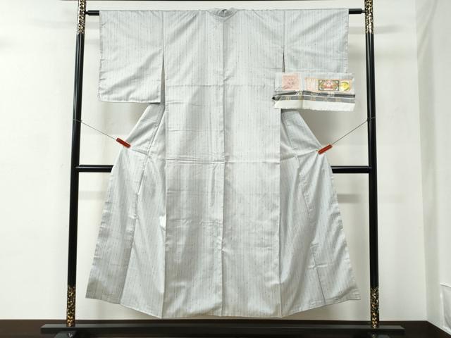 平和屋着物●本場縞大島紬　縞絣　証紙付き　正絹　逸品　未使用　CABC6590yc