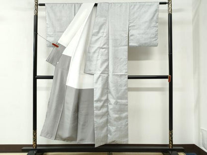 平和屋着物●本場縞大島紬　縞絣　証紙付き　正絹　逸品　未使用　CABC6590yc
