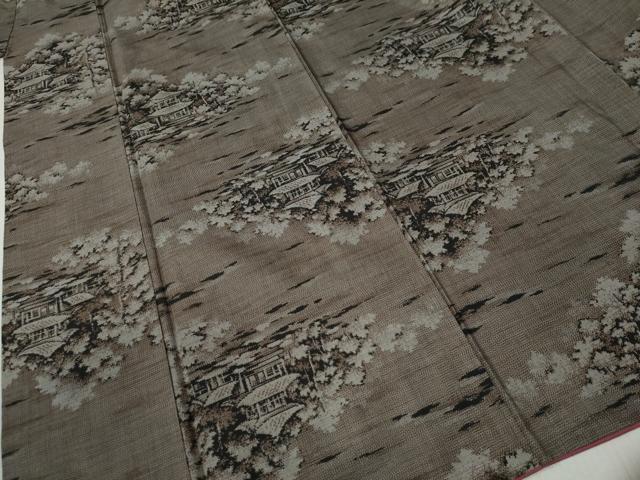 平和屋着物●本場大島紬 9マルキ 樹林風景文 正絹 逸品 CABC6594yc