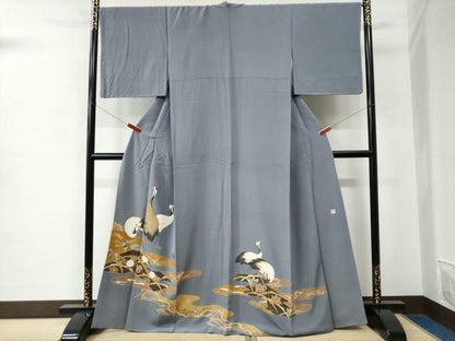 平和屋着物●色留訪問着　作家物　群鶴楽器花文　金彩　正絹　逸品　未使用　CABC6599yc