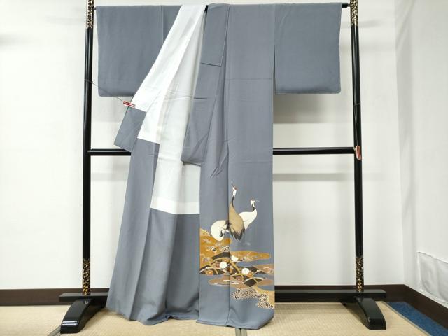 平和屋着物●色留訪問着　作家物　群鶴楽器花文　金彩　正絹　逸品　未使用　CABC6599yc