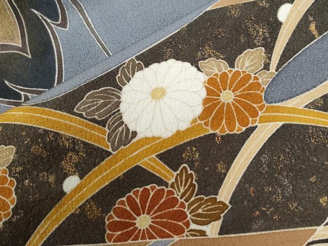 平和屋着物●色留訪問着　作家物　群鶴楽器花文　金彩　正絹　逸品　未使用　CABC6599yc