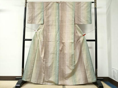 平和屋着物●紅花紬　米沢　霞文　正絹　逸品　CABC6600yc