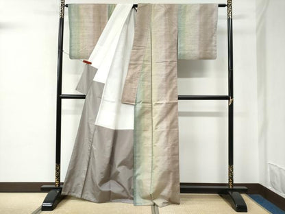 平和屋着物●紅花紬　米沢　霞文　正絹　逸品　CABC6600yc