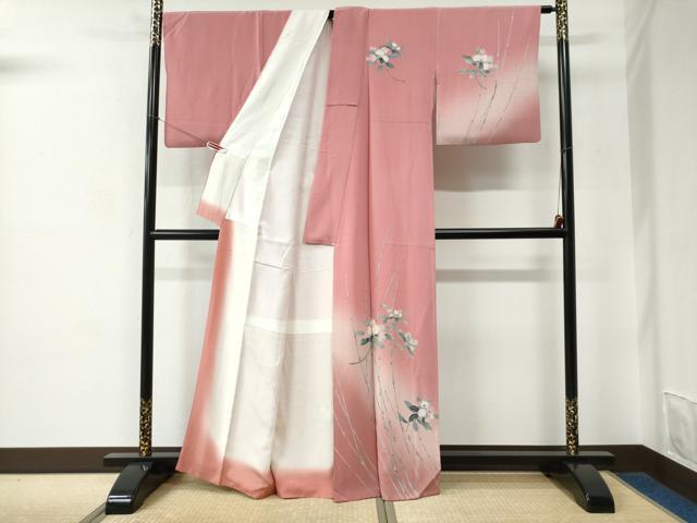 平和屋着物●訪問着　友禅　枝花文　暈し染め　正絹　逸品　CABC6605yc