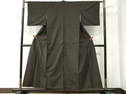 平和屋着物●本場大島紬　7マルキ　格子柄　正絹　逸品　CABC6607yc