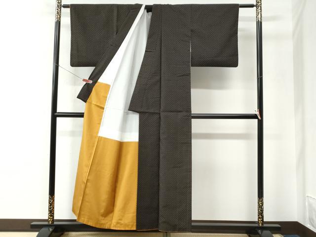 平和屋着物●本場大島紬　7マルキ　格子柄　正絹　逸品　CABC6607yc