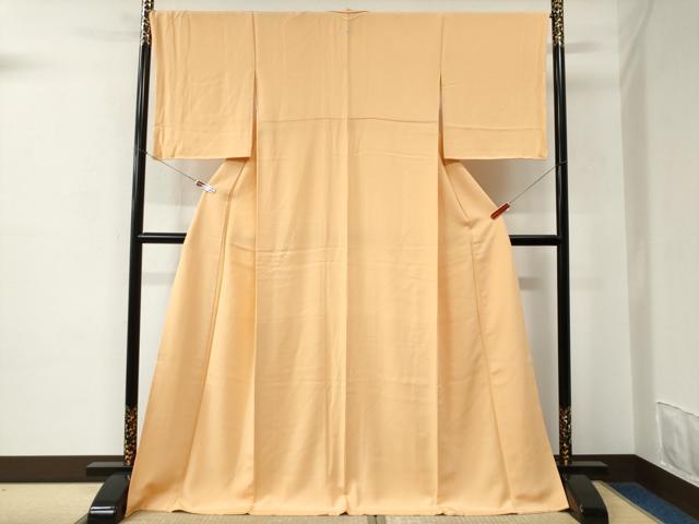平和屋着物●上質な色無地　萱草色　ロング丈　正絹　逸品　CABC6610yc