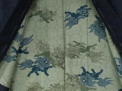 平和屋着物●男性 紬 アンサンブル 色無地 留紺色 正絹 逸品 未使用 CABC6611yc