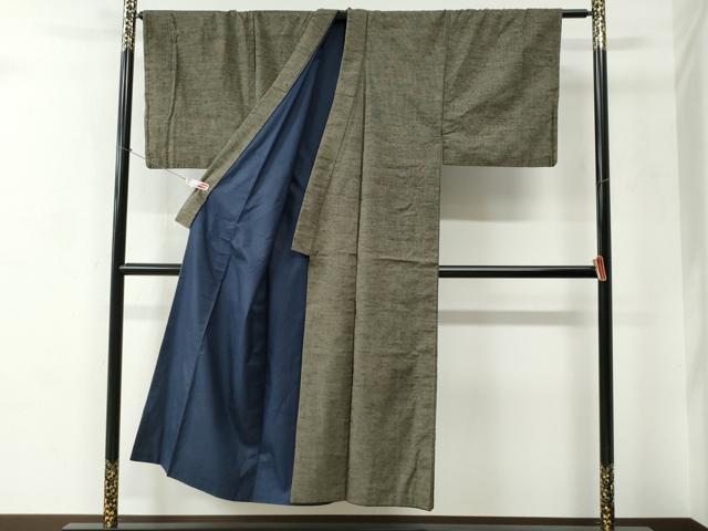 平和屋着物●男性 紬 アンサンブル 格子 正絹 逸品 CABC6612yc