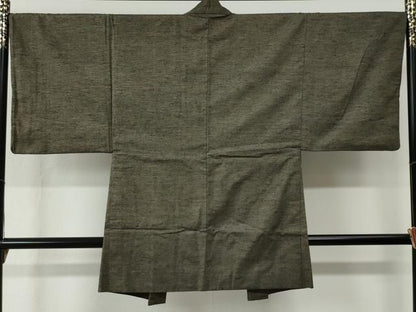 平和屋着物●男性 紬 アンサンブル 格子 正絹 逸品 CABC6612yc