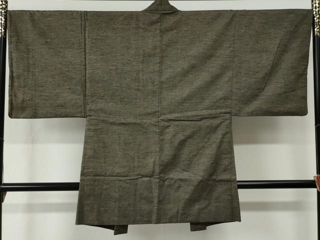 平和屋着物●男性 紬 アンサンブル 格子 正絹 逸品 CABC6612yc