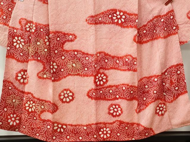平和屋着物●豪華振袖・長襦袢セット　総絞り　駒刺繍　霞舞花文　三越扱い　正絹　逸品　CABC6613yc