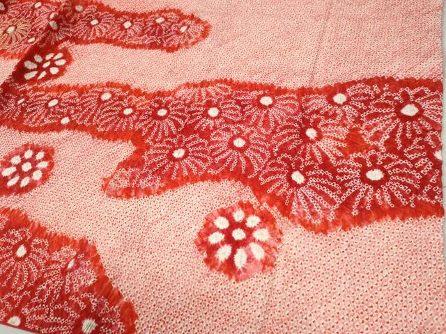 平和屋着物●豪華振袖・長襦袢セット　総絞り　駒刺繍　霞舞花文　三越扱い　正絹　逸品　CABC6613yc