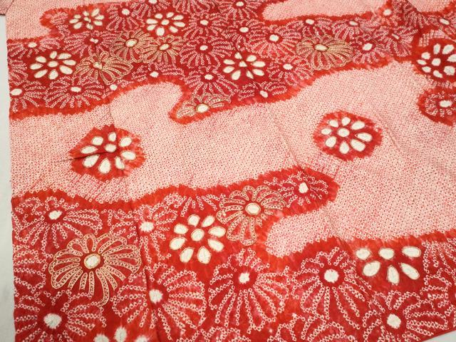 平和屋着物●豪華振袖・長襦袢セット　総絞り　駒刺繍　霞舞花文　三越扱い　正絹　逸品　CABC6613yc