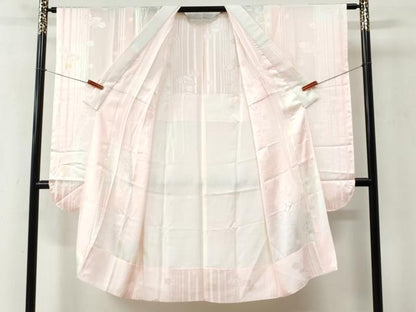 平和屋着物●豪華振袖・長襦袢セット　総絞り　駒刺繍　霞舞花文　三越扱い　正絹　逸品　CABC6613yc