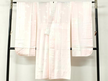 平和屋着物●豪華振袖・長襦袢セット　総絞り　駒刺繍　霞舞花文　三越扱い　正絹　逸品　CABC6613yc