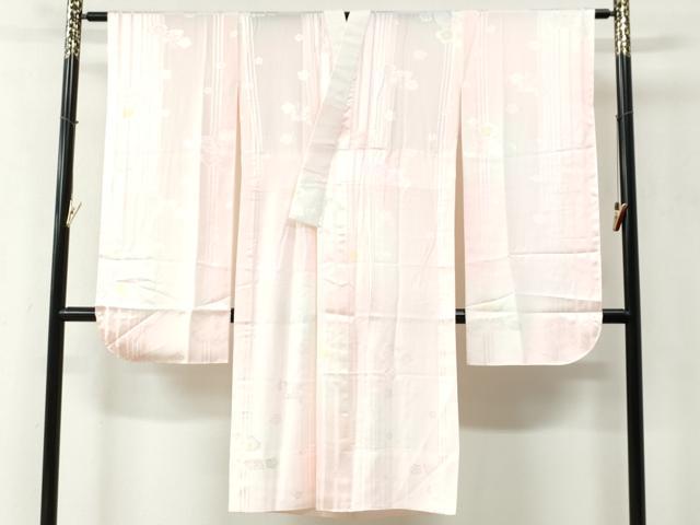 平和屋着物●豪華振袖・長襦袢セット　総絞り　駒刺繍　霞舞花文　三越扱い　正絹　逸品　CABC6613yc