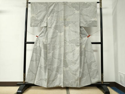 平和屋着物●本場結城紬　重要無形文化財　100亀甲　雲重ね文　正絹　逸品　CABC6615yc