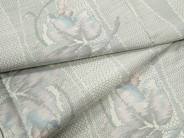 平和屋着物●本場大島紬　白大島　立涌葡萄唐草文　正絹　逸品　未使用　CABC6616yc