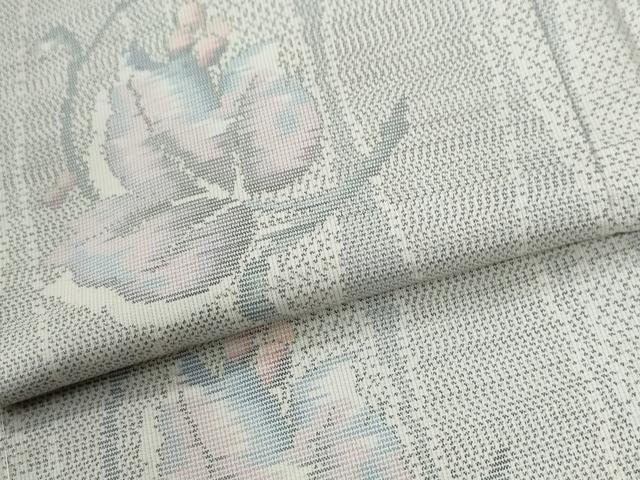 平和屋着物●本場大島紬　白大島　立涌葡萄唐草文　正絹　逸品　未使用　CABC6616yc