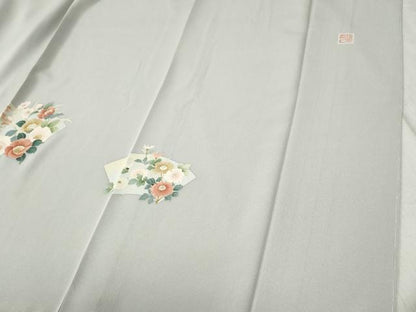 平和屋着物●染色作家　佐藤修平　訪問着　地紙笹竹草花文　暈し染め　正絹　逸品　未使用　CABC6617yc