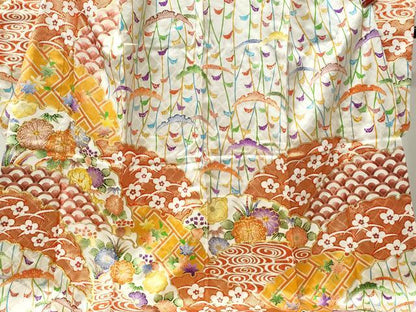 平和屋着物●豪華振袖 駒刺繍 雪芝吉祥花文 金彩 正絹 逸品 CABC6618yc