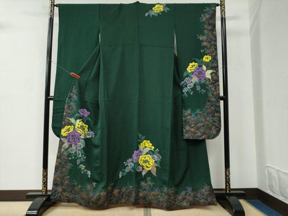 平和屋着物●豪華振袖　牡丹花文　金彩　正絹　逸品　CABC6619yc