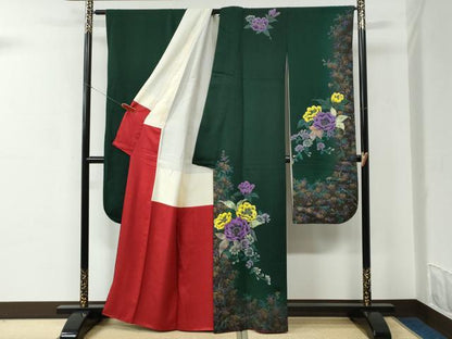 平和屋着物●豪華振袖　牡丹花文　金彩　正絹　逸品　CABC6619yc