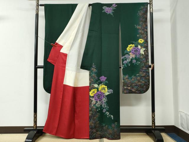 平和屋着物●豪華振袖　牡丹花文　金彩　正絹　逸品　CABC6619yc
