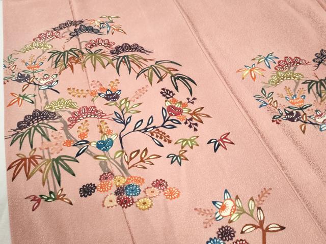 平和屋着物●訪問着 紅型 枝橘松花文 正絹 逸品 CABC6621yc