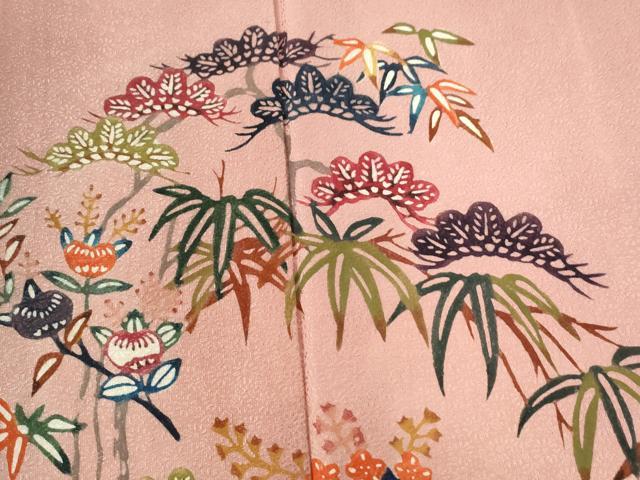 平和屋着物●訪問着 紅型 枝橘松花文 正絹 逸品 CABC6621yc