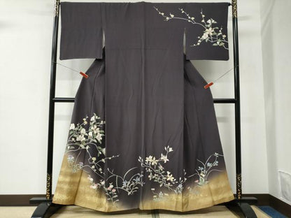 平和屋着物●訪問着　枝花文　暈し染め　金彩　正絹　逸品　CABC6625yc