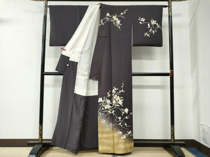 平和屋着物●訪問着　枝花文　暈し染め　金彩　正絹　逸品　CABC6625yc