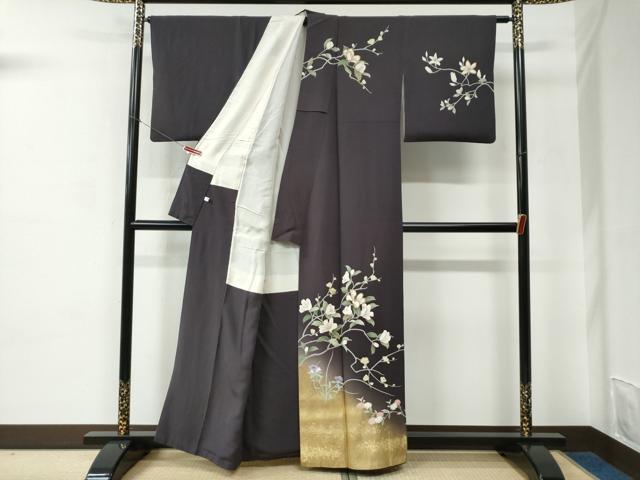 平和屋着物●訪問着　枝花文　暈し染め　金彩　正絹　逸品　CABC6625yc