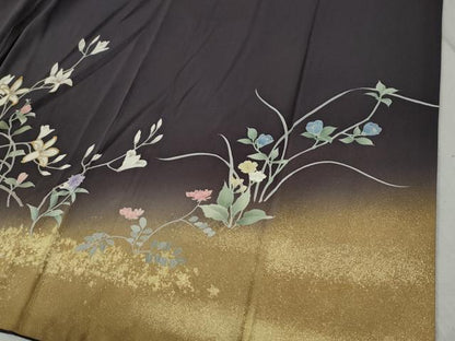平和屋着物●訪問着　枝花文　暈し染め　金彩　正絹　逸品　CABC6625yc